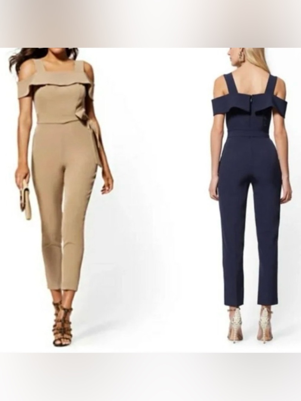 Womens black cold shoulder jumpsuit w/belt by New York & Company. NWT